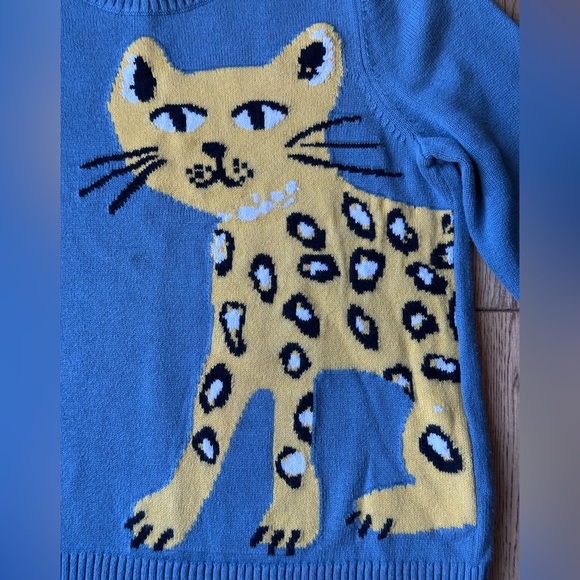 Amazon Essentials Blue Cat Girls Pullover Crewneck Sweater size Medium 8 - Picture 3 of 9